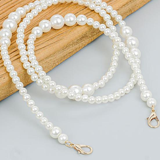 Purse Chain Strap Faux Pearl Bag Chain Strap Replacement with Metal Buckles Shoulder Cross Body Bag Chain for Ladies Tote Handbag