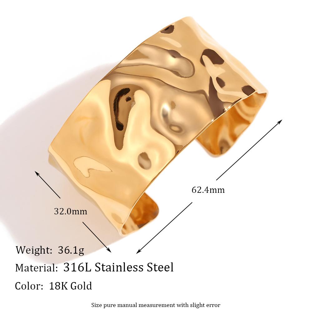 MamacitaSlay Exaggerate 32MM Width Beat Grain Geometric Bangles Party Stainless Steel Waterproof Jewelry High Quality Bracelets