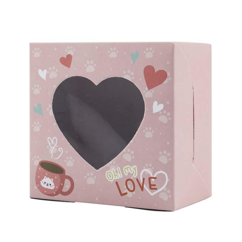 

Valentine S Day Pink Love Window Opening Dessert Box, Cat Chocolate Baking Snack Candy Gift Packaging Box