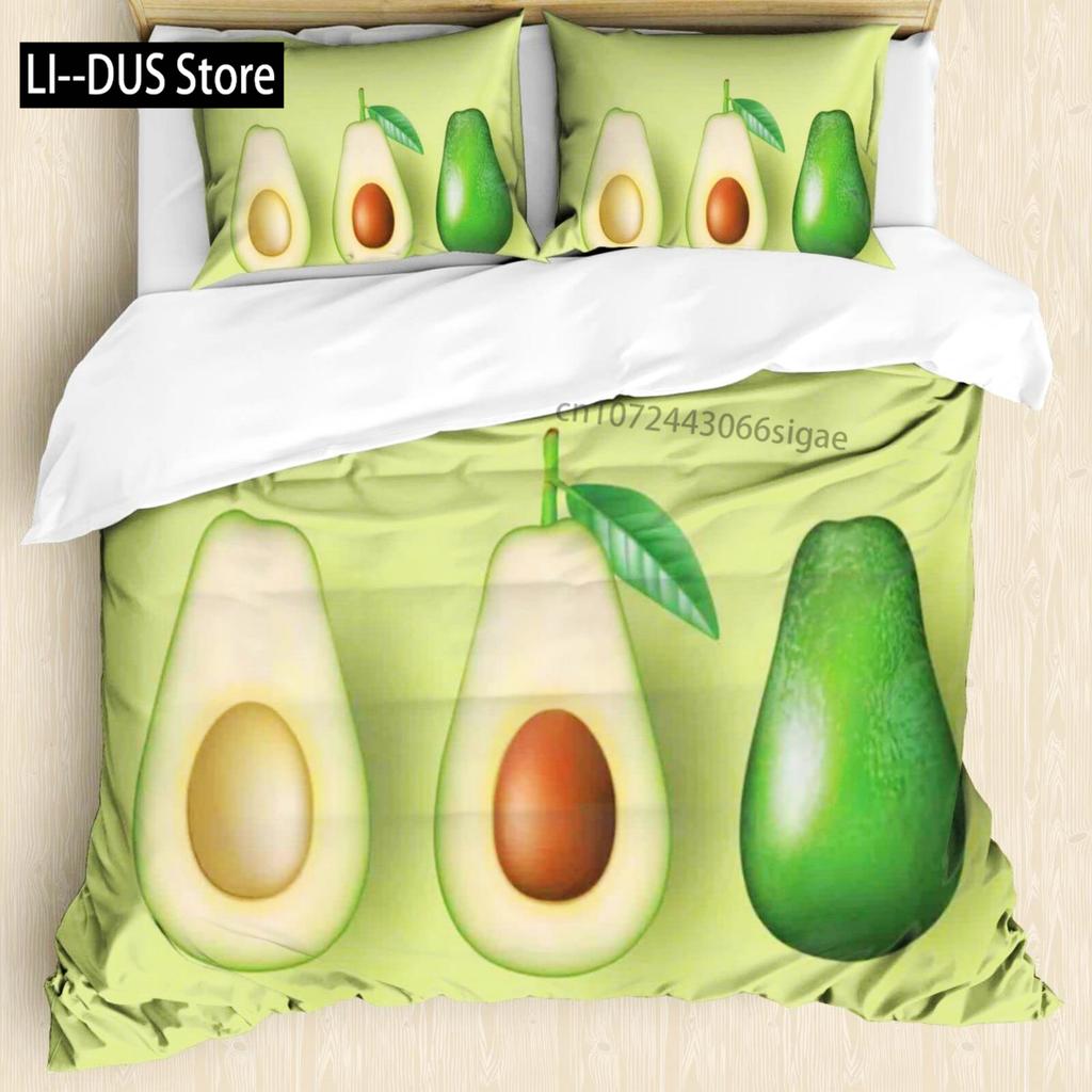 Avocado Duvet Cover for KidsCute Avocado Bedding Set Green Tropical Fruits Comforter Cover for Kids Boys Girls with Pillowcase
