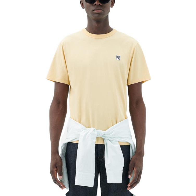 Maison Kitsune SS22 Small Label Casual Short Sleeve T-Shirt Men Tops Yellow IM00113KJ0008-P810