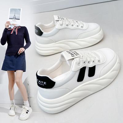 Verano Nuevo Coreano Ins Transpirable Zapatos Blancos de Mujer Ahuecados Ocio Zapatos de Plataforma de Suela Gruesa Combinan con Todo Muffin XW808-1