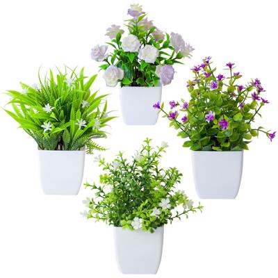 New Fake Potted Flowers False Plants Table Decor Potted Ornaments Bonsai Artificial Flower Home Garden Decor