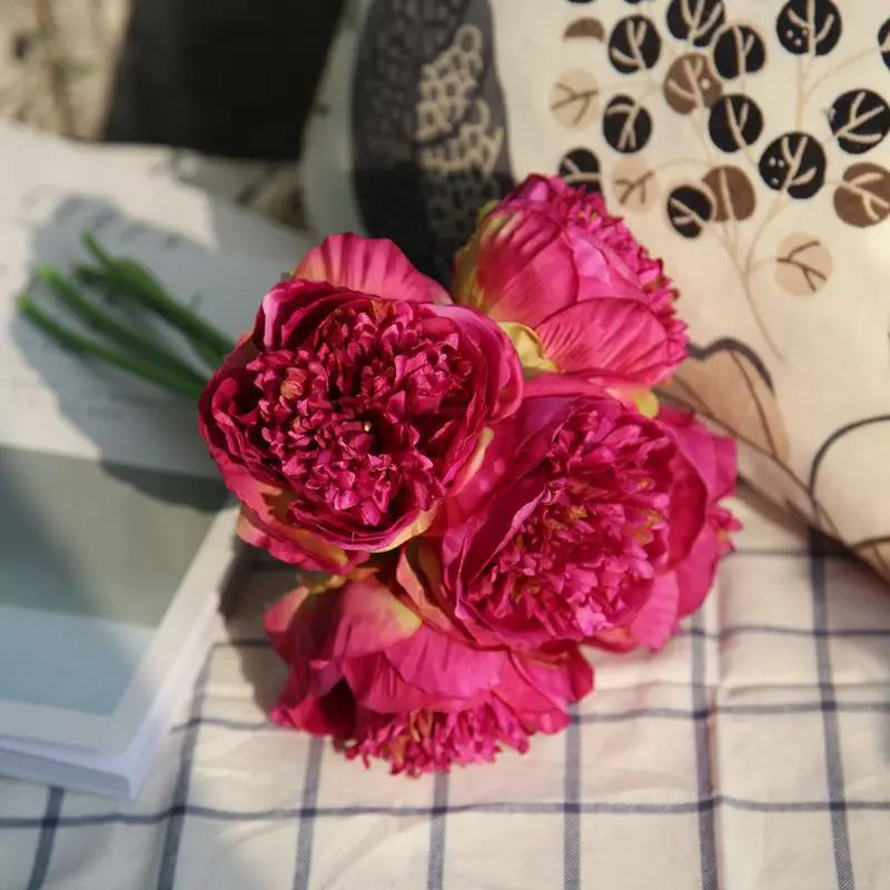 Artificial Five-Headed Peony Bouquet for Home Décor and Hand-Held Arrangements