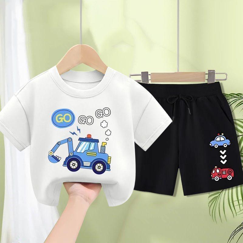 Boys' summer clothes, boys' short sleeved set, new style, fashionable summer children's clothing for little boys