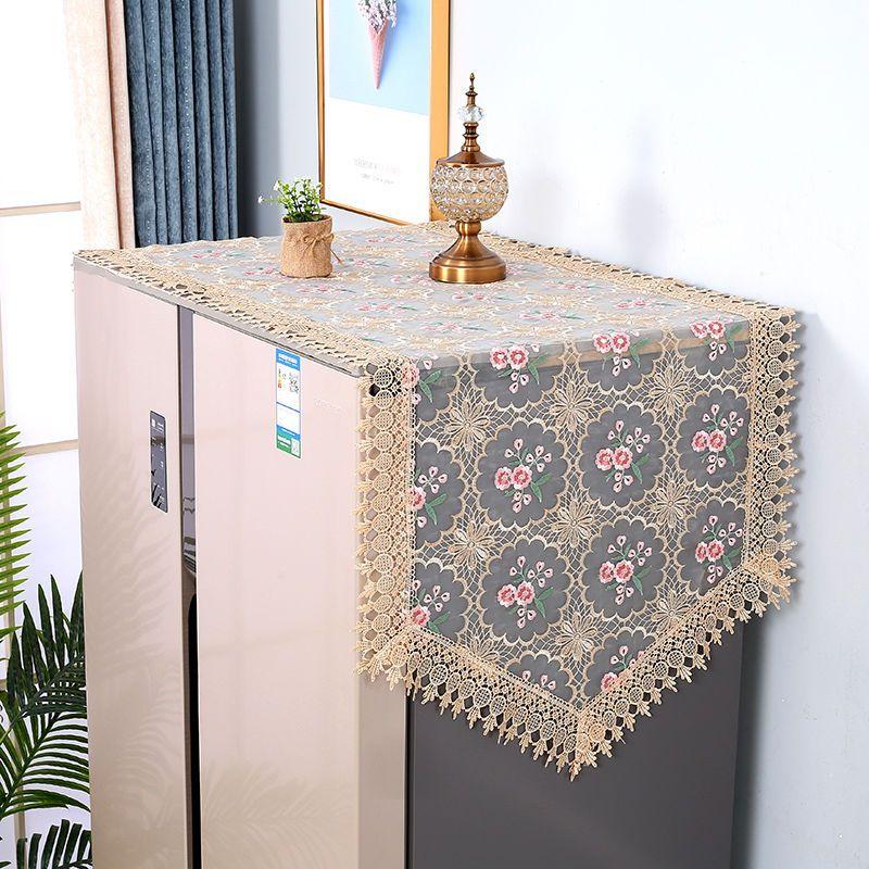 Refrigerator Cover Cloth Single Opening Washing Machine Cover Refrigerator Dust Cover Lace Oil Proof Cover Cloth Covering Dust Cloth