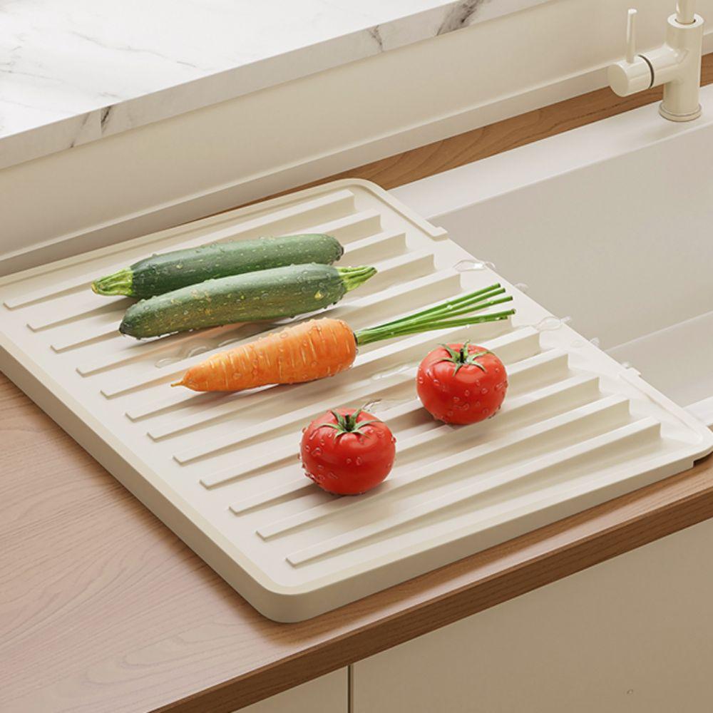 Non-slip Silicone Dish Drying Mat Heat Resistant Pot Holder Kitchen Sink Drain Pad  Counter Top