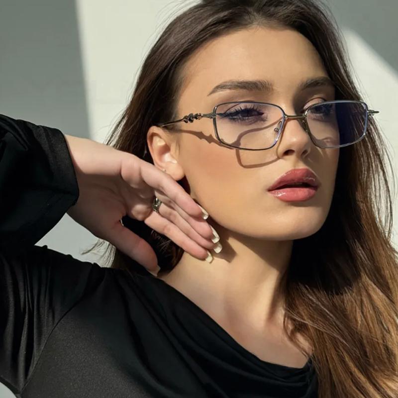 3pcs Fashion Small Square Glasses Frame Women Metal Frame Shape Eyewear Clear Optical Eyeglasses Transparent Lens Spectacle