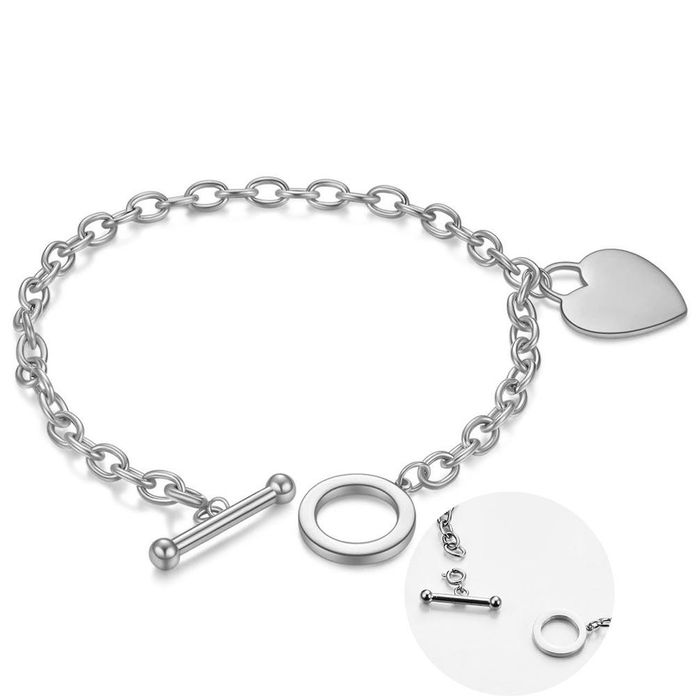European Style Stainless Steel Bracelet with Laser-Engraved Love Logo: Stylish, Smooth, Simple Design for Women.