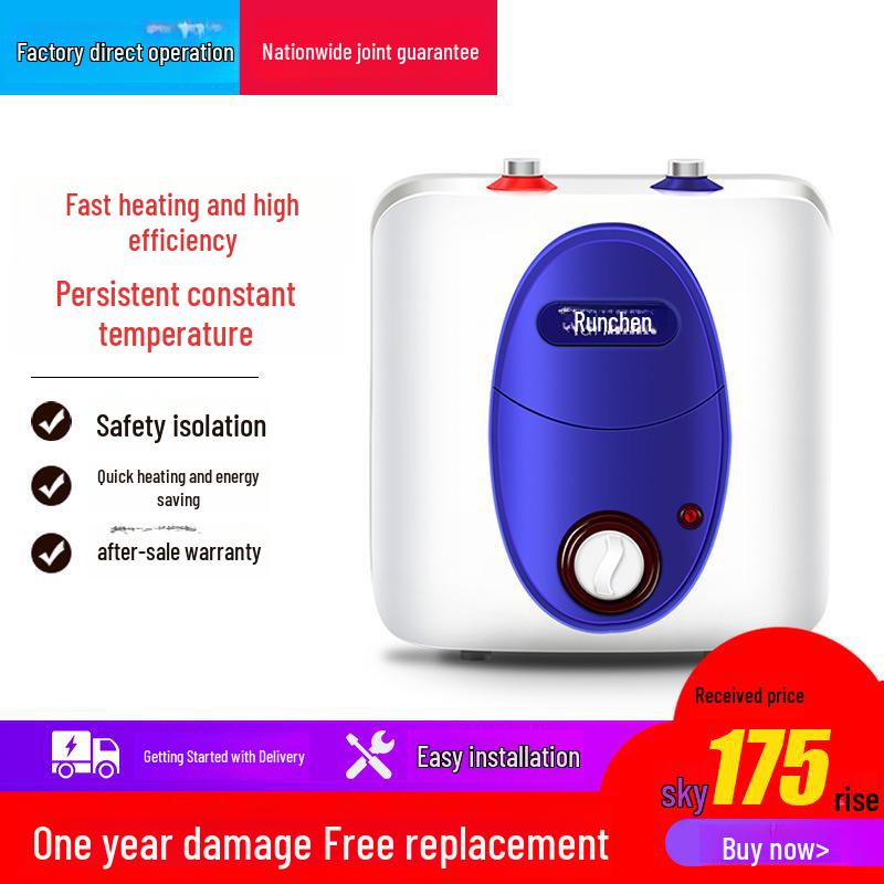 Compact Kitchen Water Heater 6L/8L, Dual Outlets, Enamel Tank, 3-Year Warranty