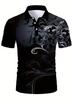 Casual essential! Vintage floral print short sleeve polo shirt for men