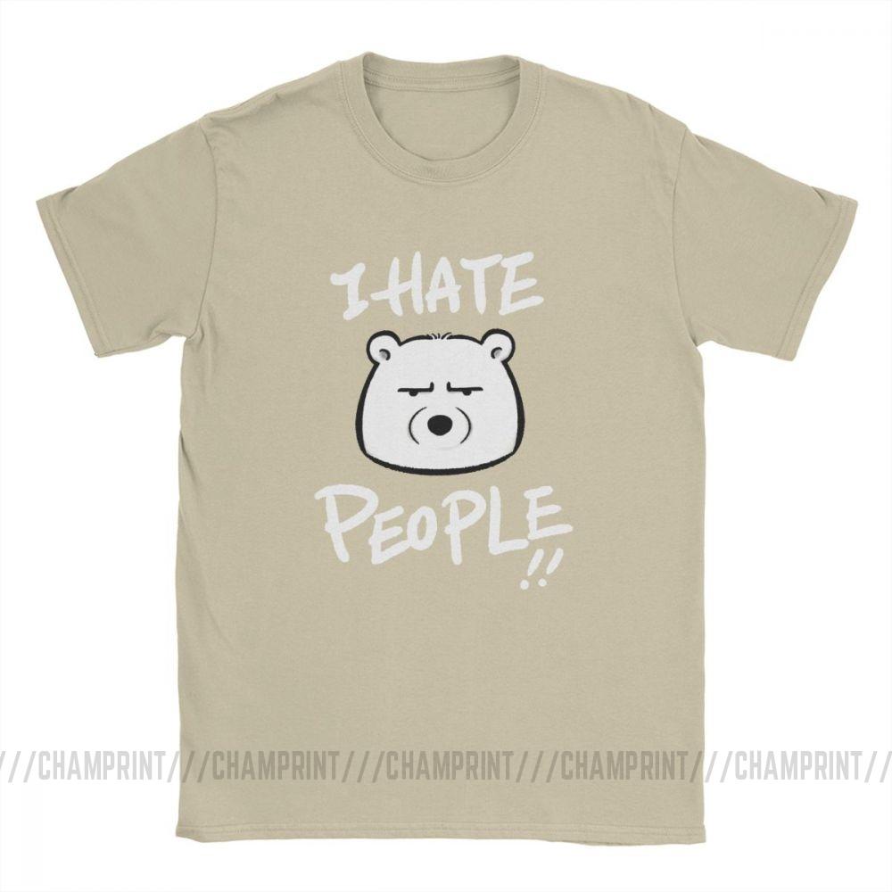 I Hate People Men T Shirts Bear I Eat People Solitary Autism Casual Cotton Short