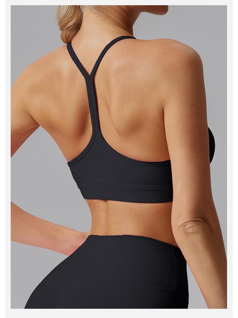 Spaghetti Strap Shockproof Sports Bra – Women's Thin, Supportive Yoga Camisole with Nude Feel