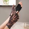 Simple Mesh Driving Gloves Anti-slip Thin Sun Protection Gloves Floral Printed Stretch Half-finger Gloves Cycling