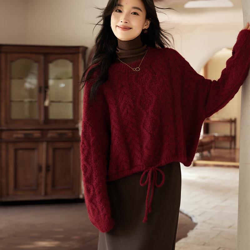 VICTORIA&VERA Women's Winter Cable Knit Round Neck Sweater V8901S16001