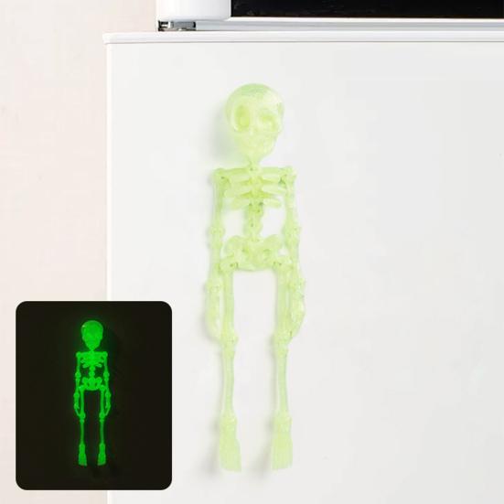 Gothic Skeleton Refrigerator Stickers Posable Skeleton Man 3D Printed Fridge Magnet Decals Halloween Decor Educational Tool