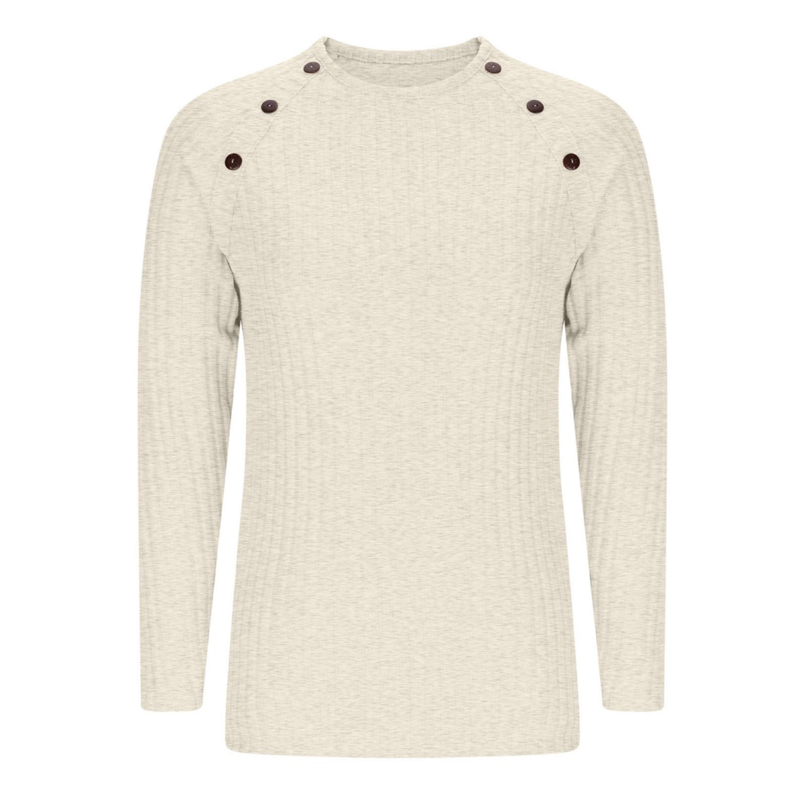 

Женский повседневный и модный трикотажный топ с длинными рукавами, круглым вырезом и пряжкой, однотонный XL белый