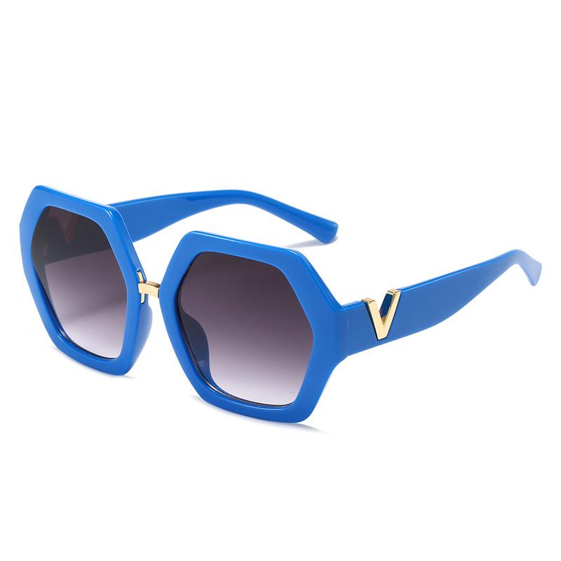 New Thick Frame Fashion Sunglasses Leopard Print Women'S Metal V Frame Sunglasses Women'S