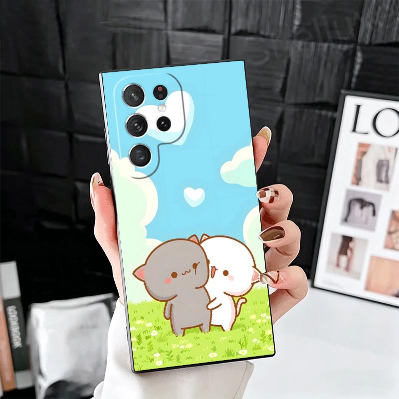 Cartoon Cute Peach Goma Soft Phone Case for Samsung Galaxy S26 S25 Edge S24 Ultra S23 Plus S22 S21 FE S20 Black Cover Back Shell
