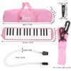 IRIN Melodic Cassette 32 Key Wind Instrument Pianica Melodica Piano Style Portable with Carrying Perfect for Beginners and Pink Bag, Practice,