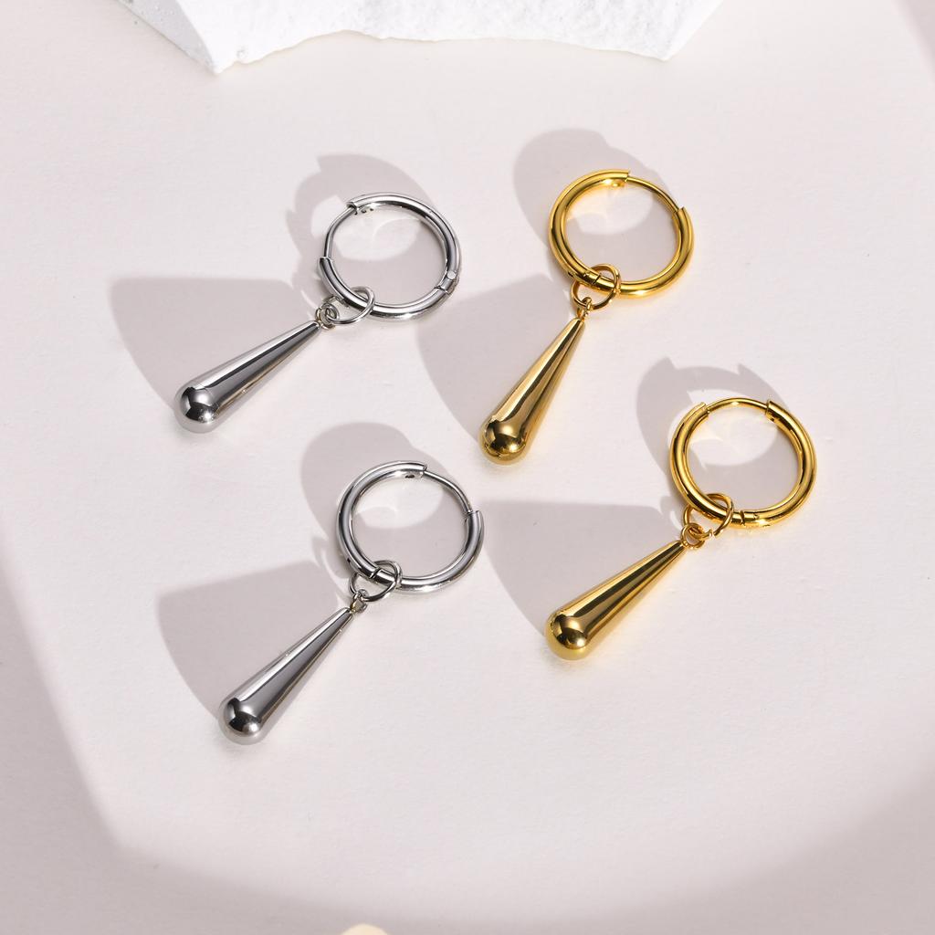 Long Water Drop Dangle Huggie Hoop Earrings for Women, Stainless Steel Teardrop Earrings Non Tarnish