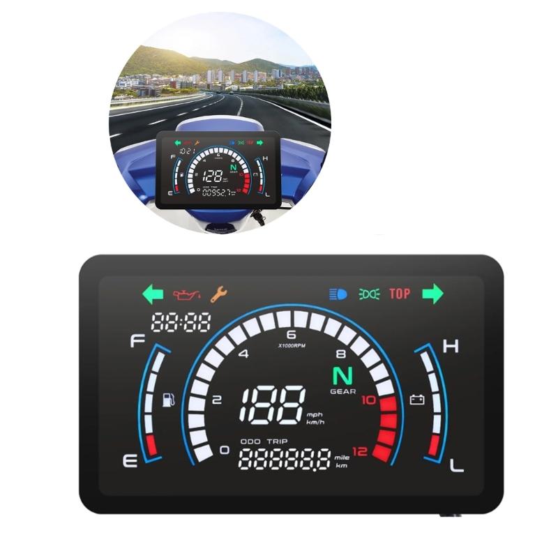 Universeller Motorrad-Tachometer Digitaler Geschwindigkeitsmesser Drehzahlmesser Armaturenbrett Instrumententafel Meter für EX5 Dream/EX5 Ipowed