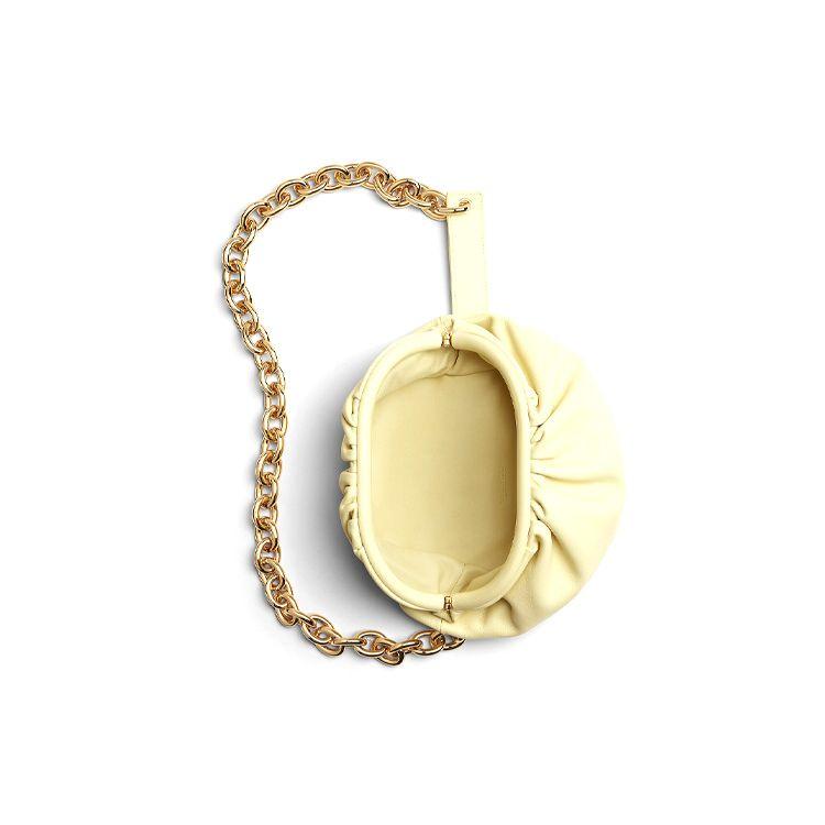 Bottega Veneta BV Chain Pouch Magnetic Frame Closure Leather Waist Bag Women waist bag Ice-Cream 651445-VCP41-7406
