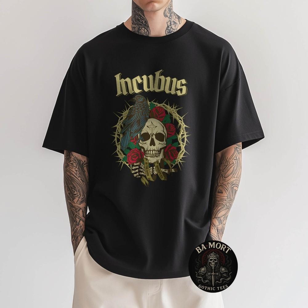 Incubus Skull Roses Thorns Dark Raven Horror TShirt Unisex T-Shirt S