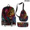Favored Distinctive Metal Family Anime 3D Design 3pcs/Set Learner Bags Everyday Laptop Everyday Backpack Sling Carry Tote Pencil Pouch