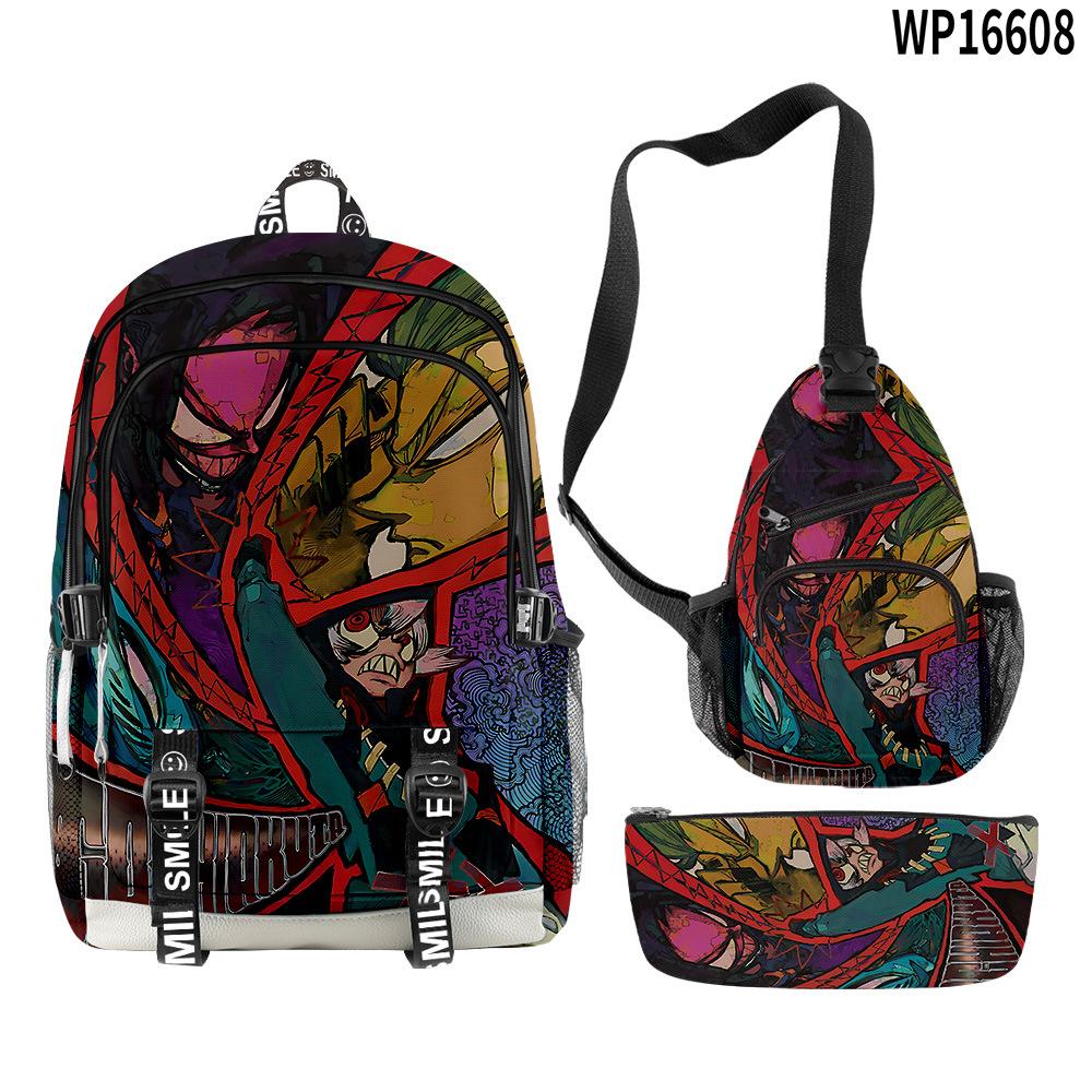 Favored Distinctive Metal Family Anime 3D Design 3pcs/Set Learner Bags Everyday Laptop Everyday Backpack Sling Carry Tote Pencil Pouch