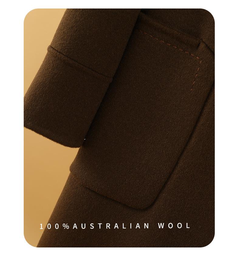 Hepburn Style Women's Double-Faced Wool Coat - Mid-Length, Loose Fit, Autumn/Winter Korean Suit Collar