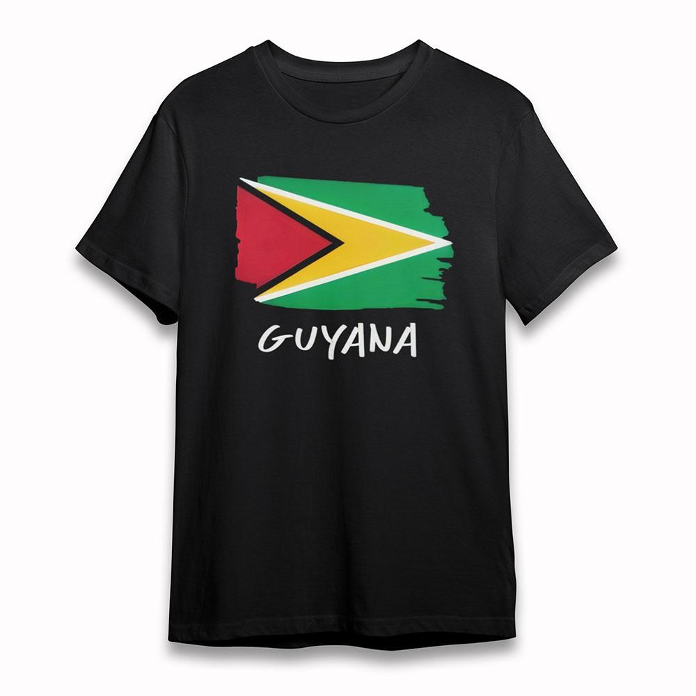 

Women s Cotton T-Shirt Guyana Arrow Flag Art Tee Short Sleeve Black Oversize Tee 3XL