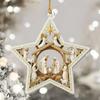 Christmas Tree Pendants 2D Flat Hangable Winter Holiday Christmas Decoration Acrylic Nativity Scene For Mantel Windowsill Door