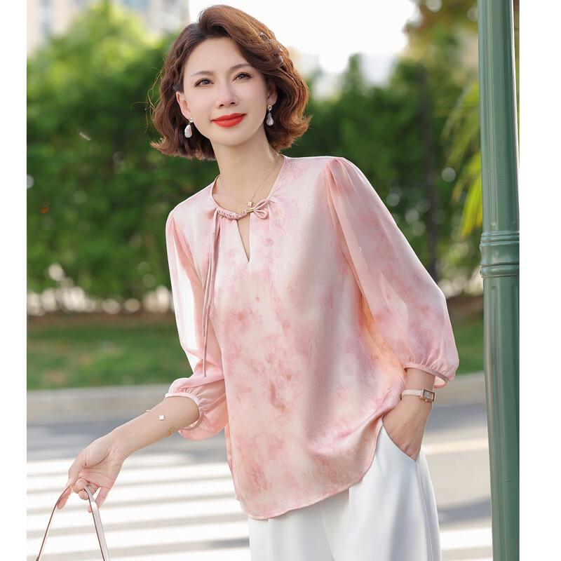 YUZHAOLIN Women's Summer Chiffon 3/4 Sleeve Blouse