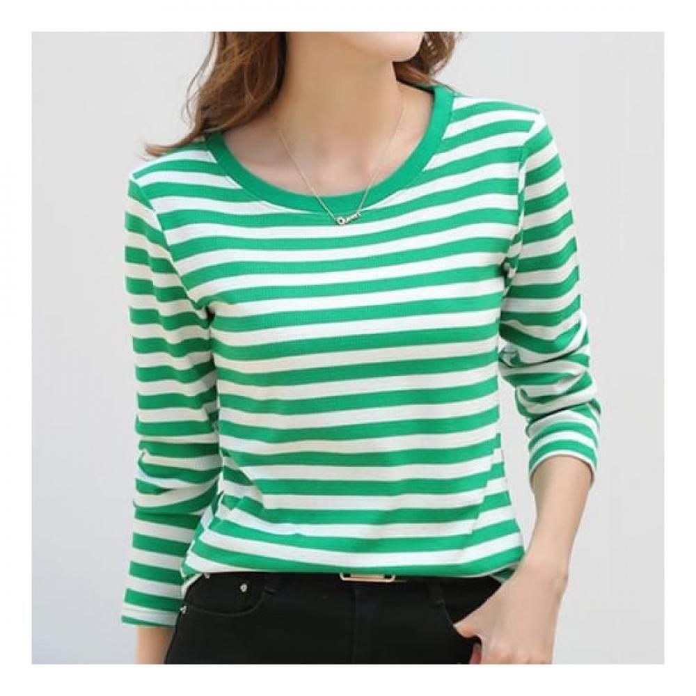 Navava Simple STripe Round Neck Long Sleeve T shirT nT1428