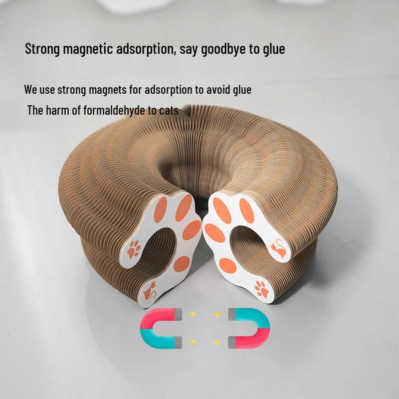 Accordion Cat Scratching Post: Durable, Non-Shedding, Self-Play Corrugated Cardboard Toy & Bed for Boredom Relief