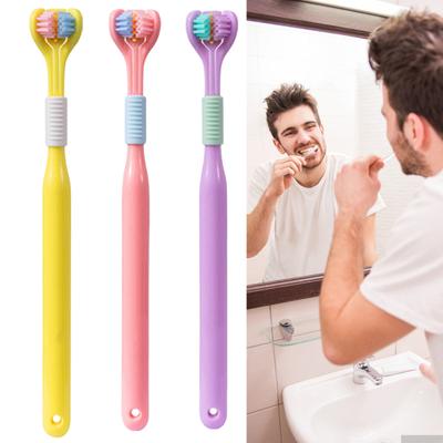 Adult Toothbrush Comfortable Grip Ergonomics Non-Slip Tooth Cleaning Soft Three-sided Adult Toothbrush Bathroom Accessories