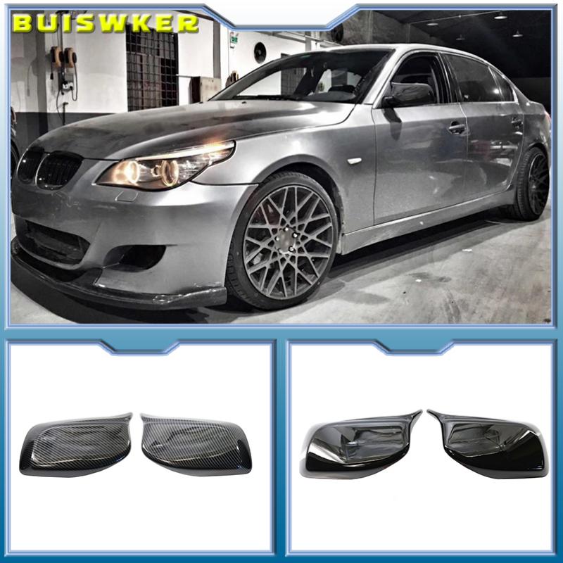 Capa de espelho retrovisor de carro de fibra de carbono para porta de asa, capa de espelho lateral, capa de concha para BMW E60 E61 E63 E64, modelo da série 5 2004-2008
