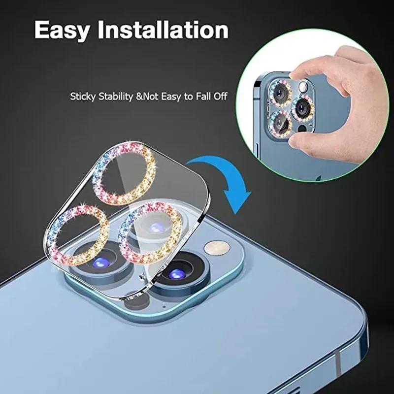 Bling Glitter Clear Camera Lens Protector for IPhone 17 Air 16 15 14 Pro Max Plus 13 Mini 17Air 17Pro 16Pro Tempered Glass Cover