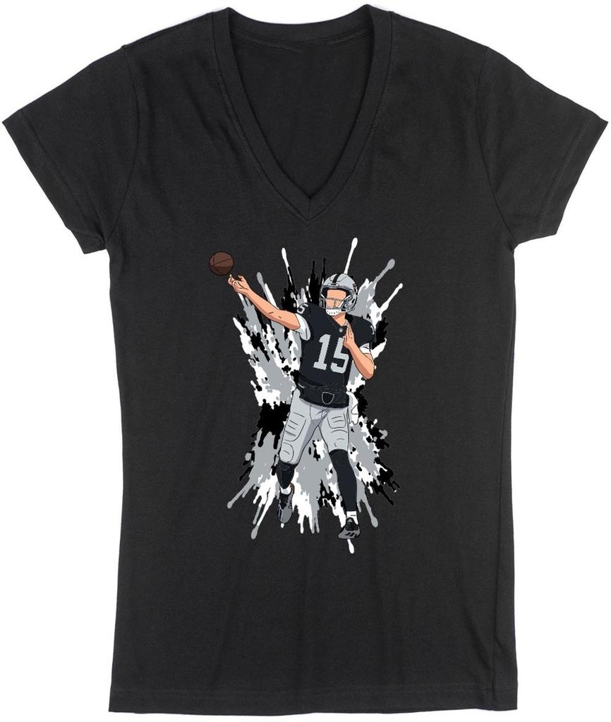 Fernando Mendoza Spray Paint Raiders LADIES V-Neck Shirt T-Shirt Adult 2XL