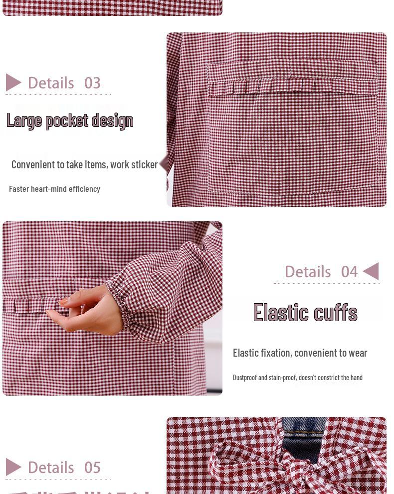 Women's Pure Cotton Apron with Sleeves - Anti-Stain, Dirt-Resistant Kitchen and Workwear for Home and Office