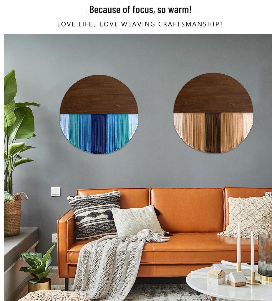 Handmade Round Retro Woven Wall Tapestry: Artful Decor for Living Room or Entrance