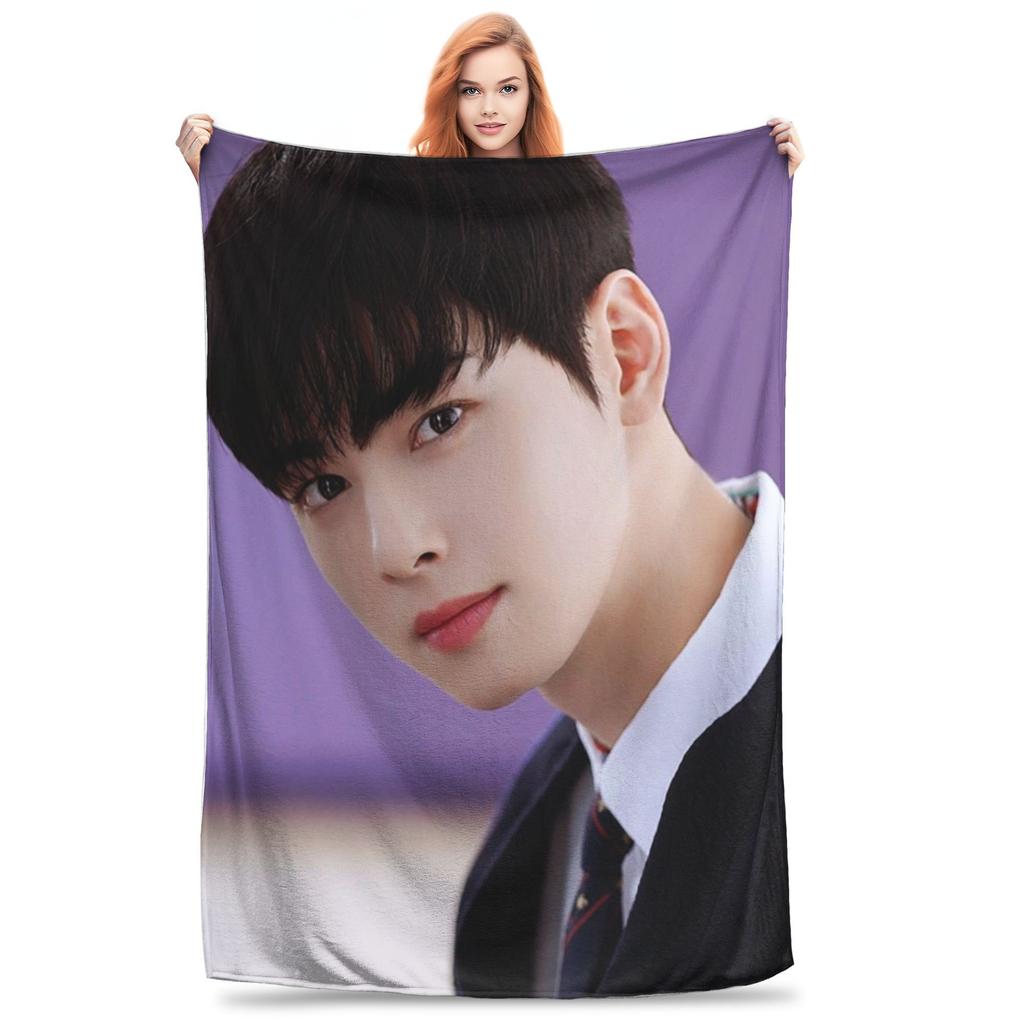 Flannel Throw Blanket True Beauty Series Hwang in Youp Cha EunWoo Warm Plush Blankets Soft Bedding for Bedroom Home Picnic Sofa