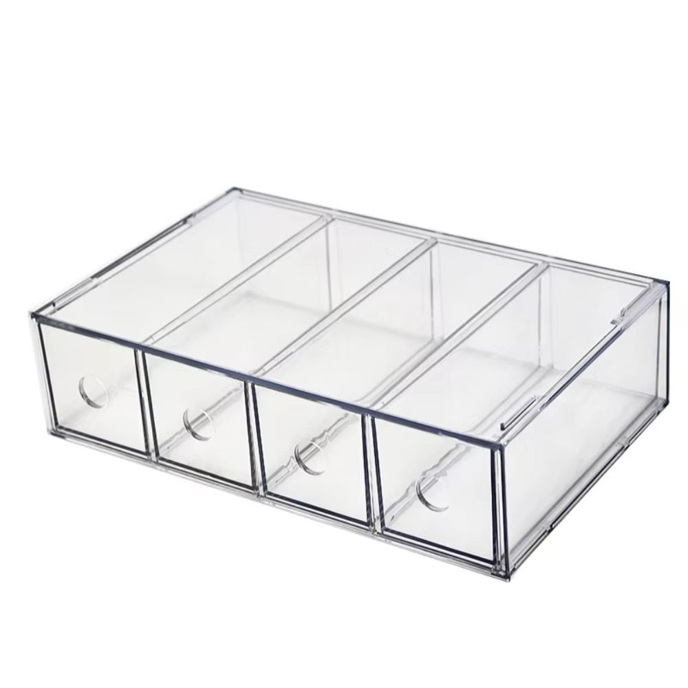 Clear Stationery Storage Box Stackable Vertical Plastic Drawer Organizer 4 Layer Dust Proof Pencil Holder for Glasses Storage