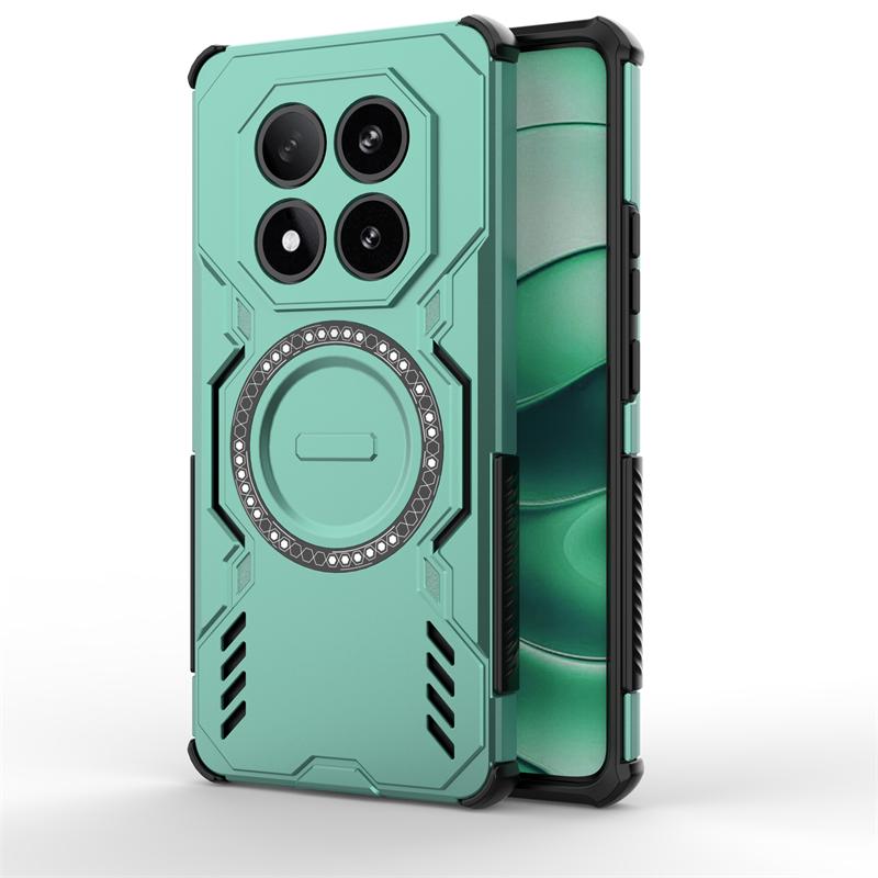 

Чехол Armor Case For Redmi Note 14 Pro Магнитный адсорбционный чехол для беспроводной зарядки Redmi Note14 Pro Plus Чехол For Redmi Note 14 Pro Чехол Redmi Note 14 Pro 5G зелёный