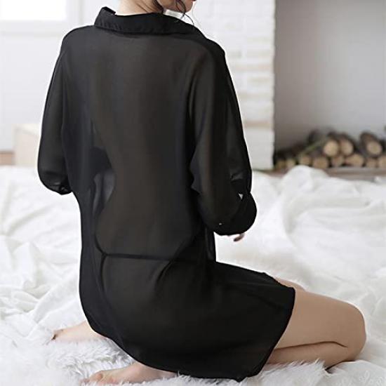 Babydoll Sexy Popular Large Size Cute Transparent Extreme Lace Set Lingerie Shirt Style Underwear Pajamas Mini Dress See Through Room Wear Nightgown