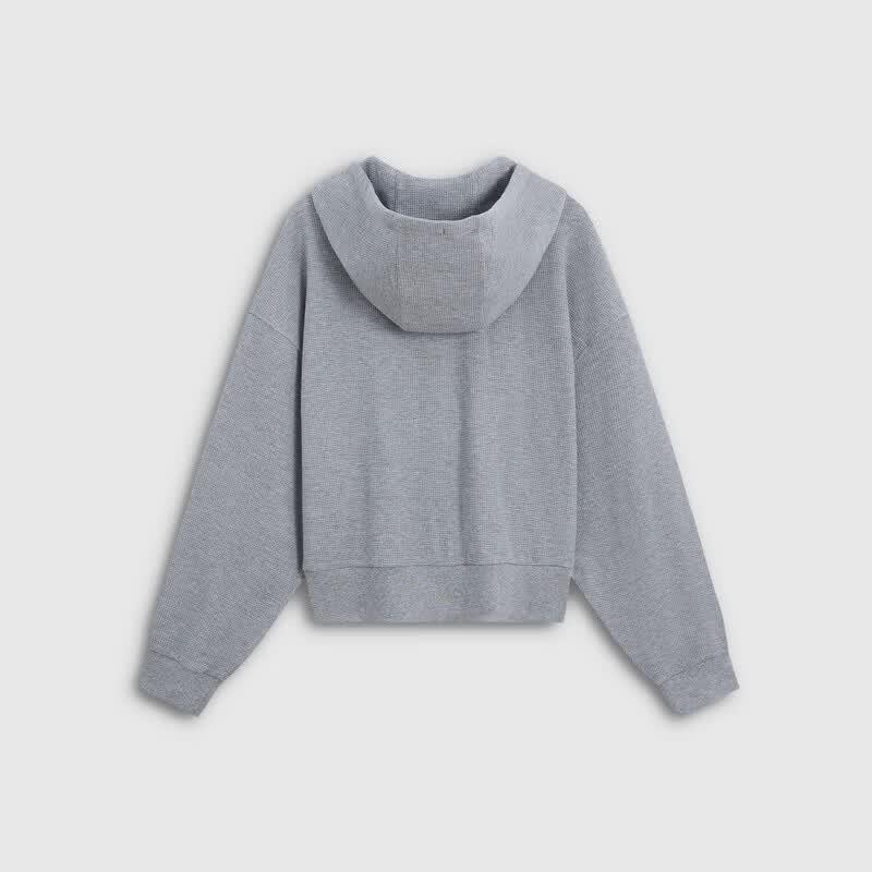 GAP Women's Logo Jacquard Waffle Hooded Cardigan