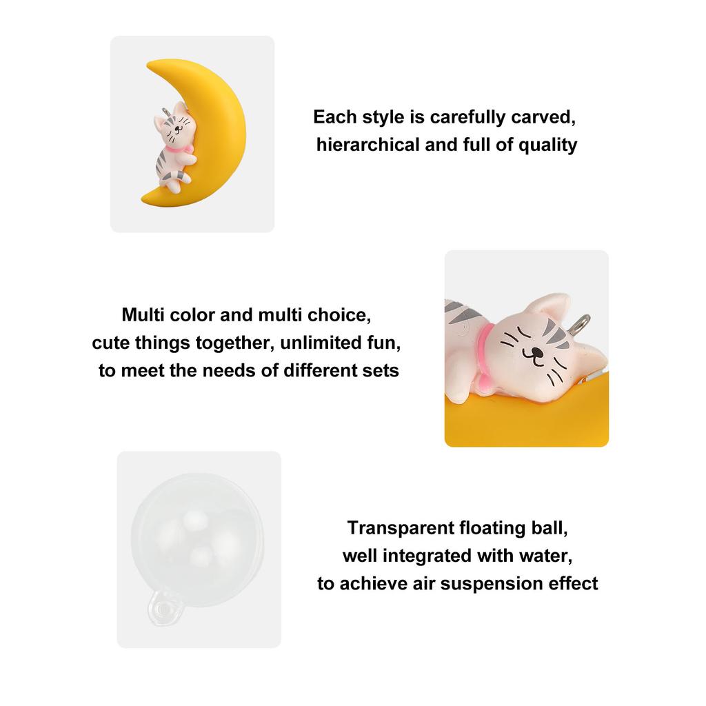 Floating Aquarium Decorations Moon Safe Exquisite Cute Moon Animals Decor for Fish   Accessories
