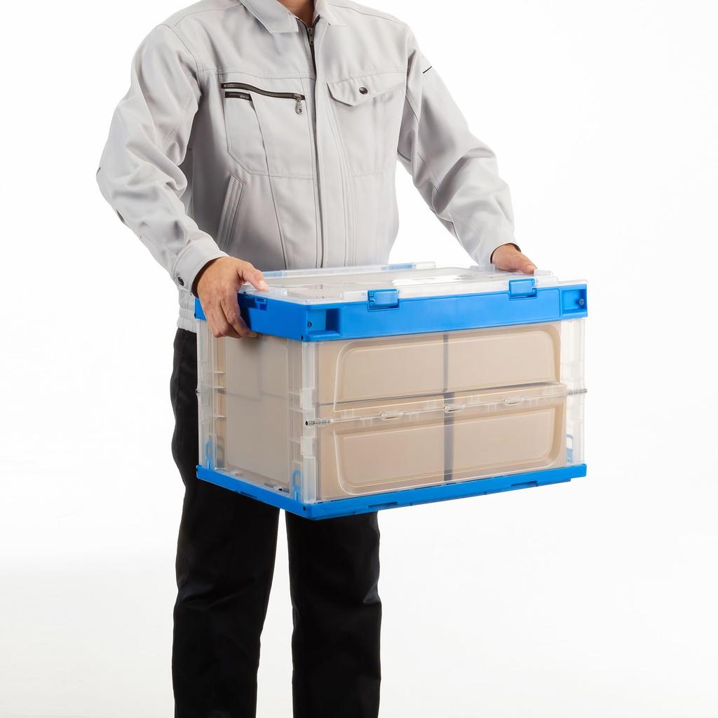 Sanwa Supply Foldable 50 Liters with Container, Lid, Clear, CNT-CV50CL