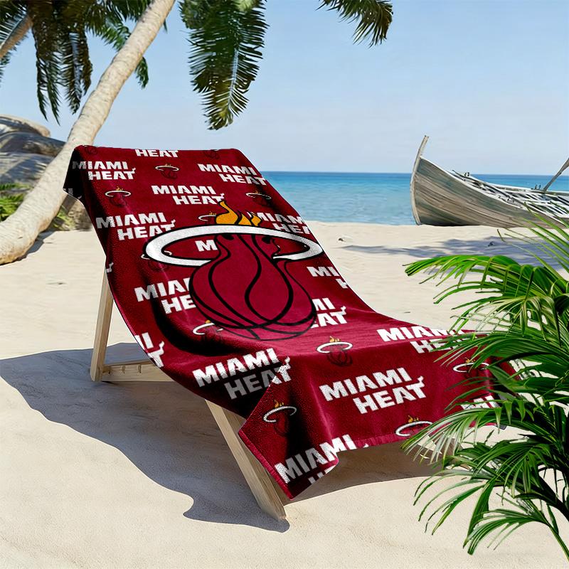 Miami Heat Print Beach Towel, Large Soft Quick Dry Towel for Beach Camping Swimming